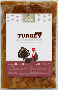 Comida de Pavo para perro - 60% Proteína y 40% Vegetales y fruta (300gr)