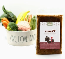 Cargar imagen en el visor de la galería, Comida de Pavo para perro - 60% Proteína y 40% Vegetales y fruta (300gr)
