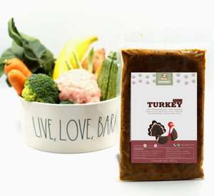 Comida de Pavo para perro - 60% Proteína y 40% Vegetales y fruta (300gr)